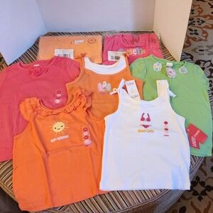 NWT Lot of 7 Gymboree Girls Shirts in Size 5 Green Orange White Floral Beach
